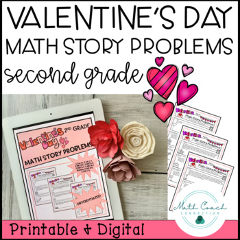 Preview of 2nd Grade Valentine's Day Math Story Problems | Second Grade Math Word Problems