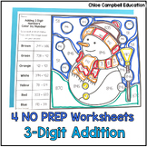 Winter Math 3 Digit Addition Color by Number - Winter Addi