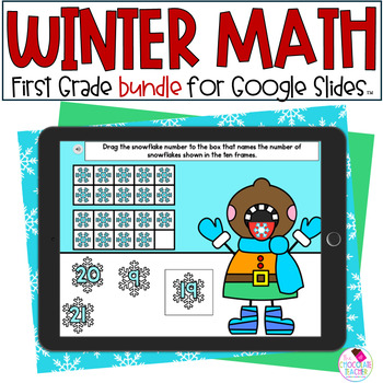 Preview of Winter Math Activities - 1st Grade - Google Slides™ - BUNDLE