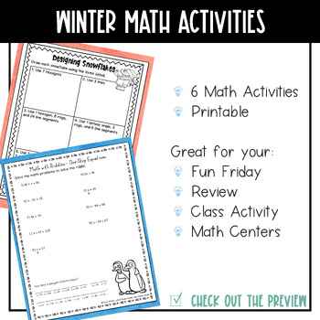 Winter Math Activities by Misty Miller | Teachers Pay Teachers