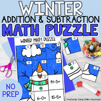 Preview of Winter Math Activities | Addition & Subtraction Mystery Picture Puzzle