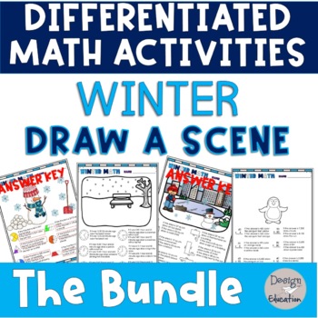 Preview of Winter Math Activities Bundle | 3rd and 4th Grade Math Worksheet Bundle