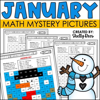 Preview of Winter Math Worksheets and Activities | January Coloring Pages 