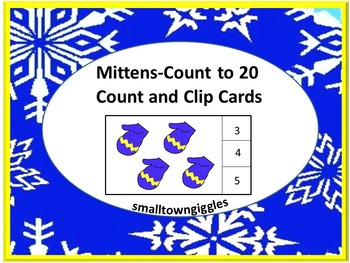 Preview of Winter Math Activities | Kindergarten Counting to 20 | Count and Clip Cards 