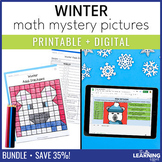 Winter Math Activities Mystery Picture & Pixel Art BUNDLE 