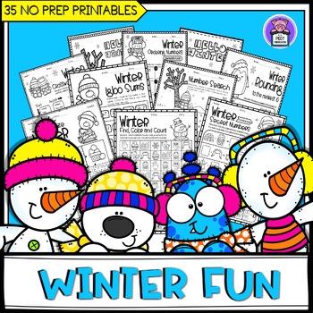 Preview of Winter Math Activities No Prep Worksheets | January Morning Work 1st Grade