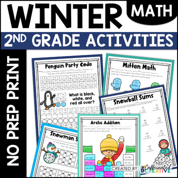 Preview of Winter Math Activities & Worksheets No Prep Printables 2nd Grade