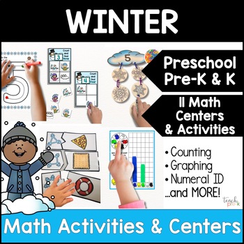 Preview of Winter Math Activities for Preschool & PreK - January Math Centers