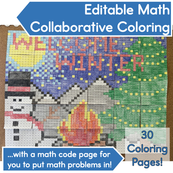 Preview of Winter Math Activity│Collaborative Coloring Poster & Bulletin Board│Editable