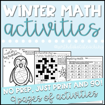 Preview of Winter Math Activity Packet 