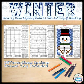 Preview of Winter Color by Code Graphing Math Activity for December & January {Dollar Deal}