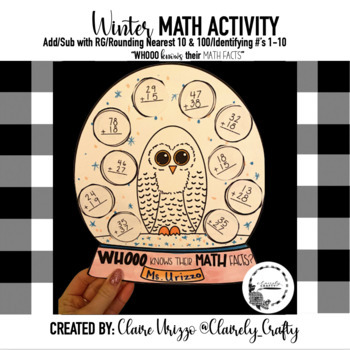 Preview of Winter Math Activity - "Whooo Knows Their Math Facts" - Add/Sub/Rounding & More!