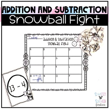 Preview of Winter Math Addition and Subtraction Snowball Fight