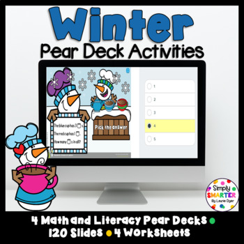 Preview of Winter Math And Literacy Pear Deck Google Slides Activities