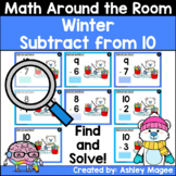 Winter Math Around the Room Subtract from 10 Printable Tas