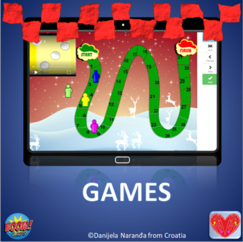 Preview of Winter Math Board Virtual Dice Games Boom Card
