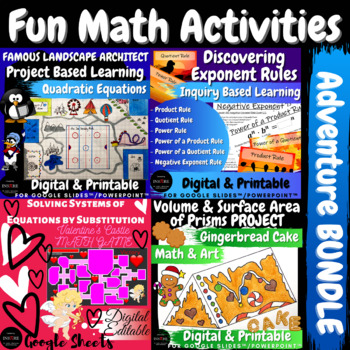 Preview of Winter Math Bundle Inquiry Activity Math & Art Project Based Learning Math Game