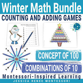 Preview of Montessori Winter Math Games: Kindergarten Number Sense to 100, Add to Make 10