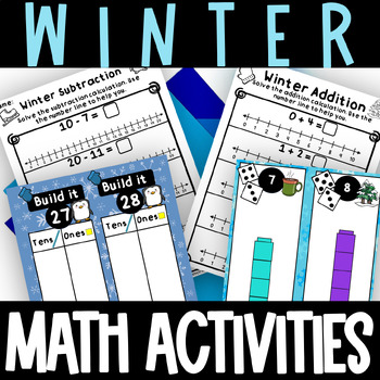Preview of Winter Math Bundle Addition Subtraction with a number line Place Value Counting