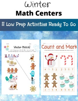 Preview of Winter Math Centers NO PREP: Graphing, 10 Frames, Addition, Category Sorting