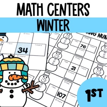 Preview of Winter Math Centers Bundle- 1st Grade (January)