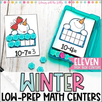 Preview of Low-Prep Winter Math Centers For Task Boxes | Number Bonds, Counting & Shapes