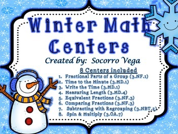 Preview of Winter Math Centers: Third Grade!