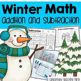 Winter Addition and Subtraction Math Centers and Worksheet