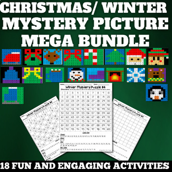 Preview of Winter Math|Christmas Math Mega Bundle Mystery Picture|Puzzle| 100 Chart|