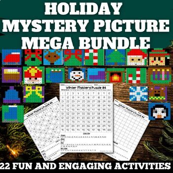 Preview of Winter Math|Christmas Math Mega Bundle Mystery Picture|Puzzle| 100 Chart|Advent