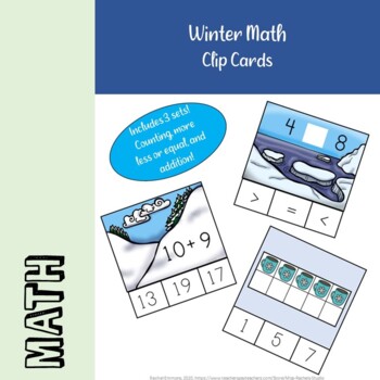 Preview of Winter Math Clip Cards