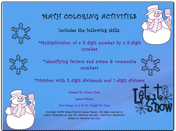 Preview of Winter Math Coloring Activities 4th Grade