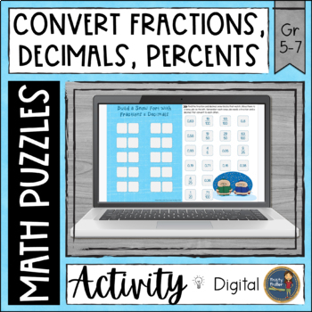 Preview of Winter Math Converting Fractions Decimals and Percents Activity - Digital