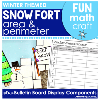 Preview of Winter Math Craft Activity Perimeter and Area Snow Fort