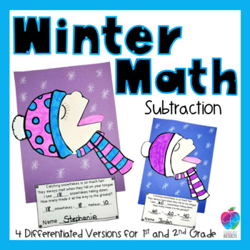Preview of Winter Math Craft Differentiated for Subtraction within 20, 100, and 1000