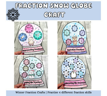 Preview of Winter Math Craft | Fraction Snow Globe Craft