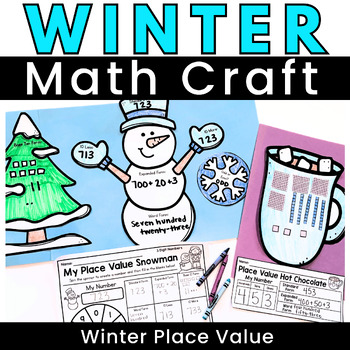 Preview of Winter Math Craft - Place Value Math Activities First Second Grade January