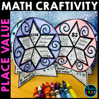 Preview of Winter Math Craft Activities Place Value to 1000 Snow Globe Craftivity