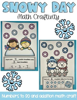 Preview of Winter Math Craft Snowy Day | Numbers to 20 and Addition