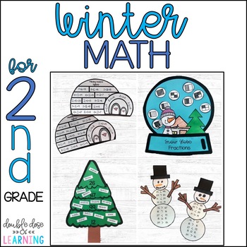 Preview of Winter Math Craftivities for SECOND Grade {Fractions, Missing Addends, & MORE!}