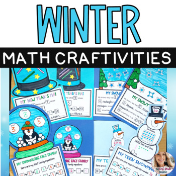 Preview of Winter Math Crafts Adding Teen Numbers Place Value Fact Families