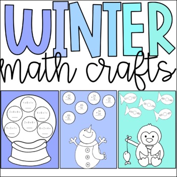 Preview of Winter Math Crafts Bundle | Math Review Crafts | Math Review Activities