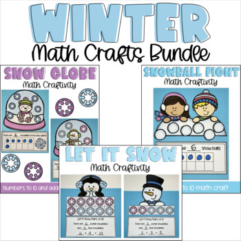 Preview of Winter Math Crafts Bundle | Numbers to 20 and Addition Math Craft