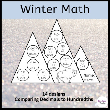 Preview of Winter Math Crafts - Comparing Decimals to Hundredths