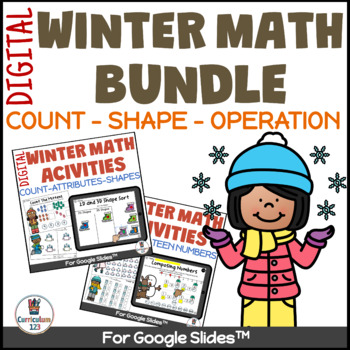 Preview of Winter Math Digital Activities Kindergarten First Grade Bundle