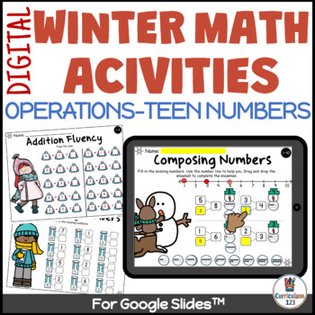Preview of Winter Math Digital Activities Kindergarten First Grade Operations  