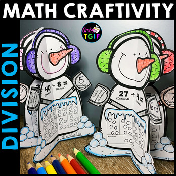 Preview of Winter Math Division Craft Snowman Division Practice Activities with Strategies
