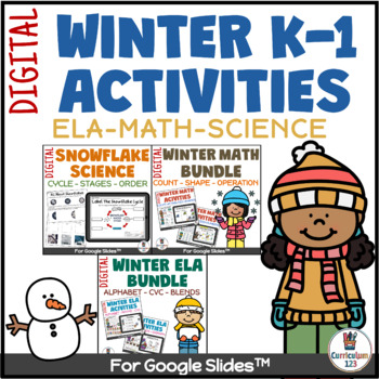 Preview of Winter Math ELA Science Digital Activities Distance Learning No Prep