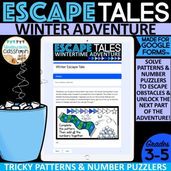 Preview of Winter Math Enrichment | Math Puzzlers | Digital Escape Tale for Google Forms™