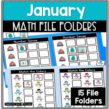 Preview of Winter Math File Folders and Activities | JANUARY